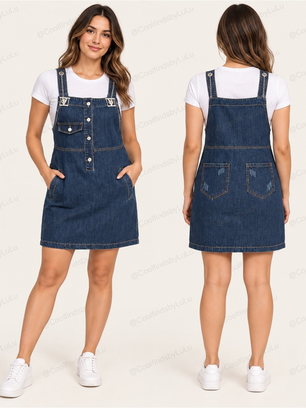 Women’s Denim Overall Pinafore Dress Denim